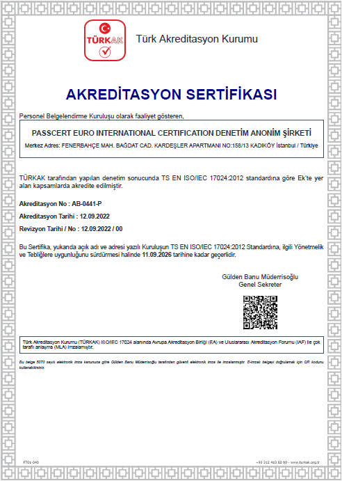 TÜRK AKREDİTASYON KURUMU AKREDİTASYON SERTİFİKASI